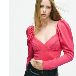 ZARA PINK SWEETHEART CORSET SLEEVES TOP